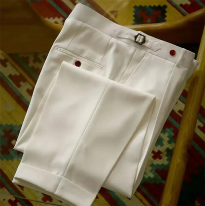 Spring Summer Men's Pants Fashion Solid Color Suit Trousers Male High Waist Loose Pants Men Business Casual Formal Pants