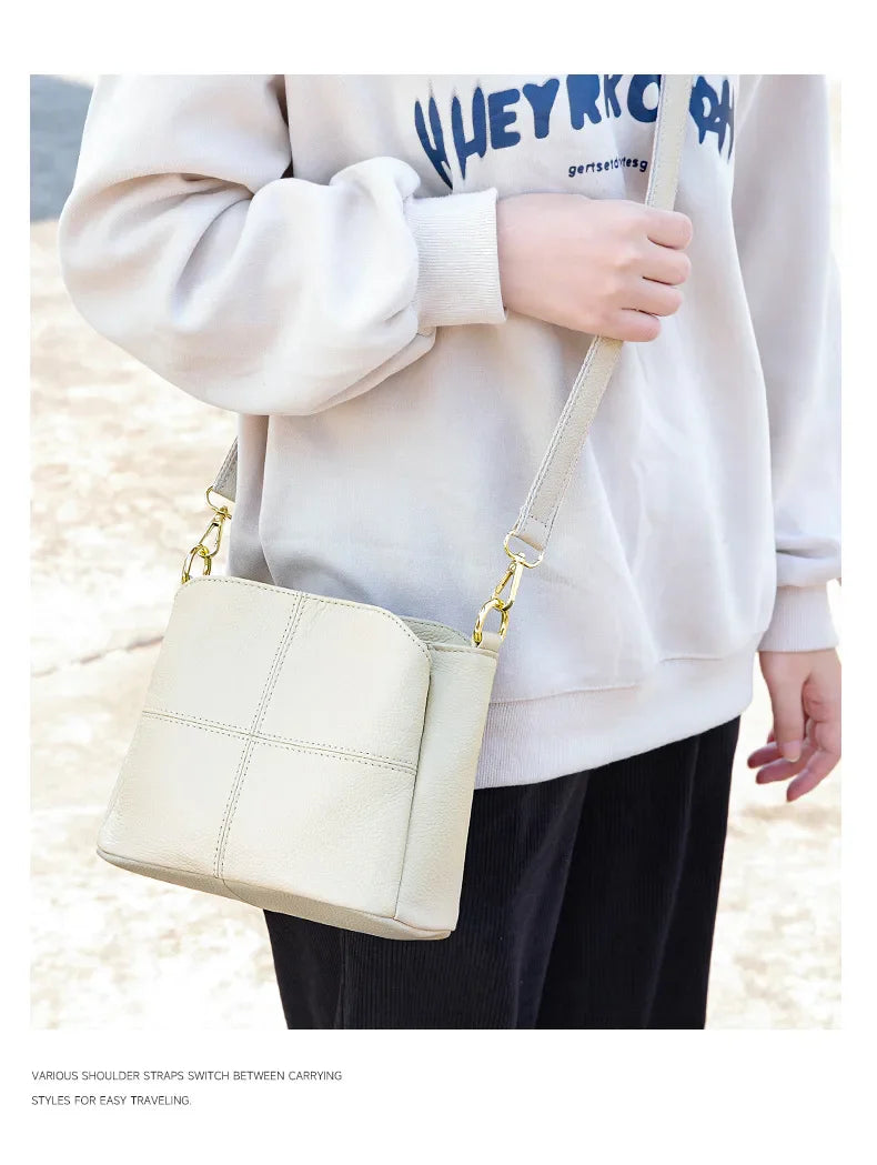 Genuine Leather Women Underarm Bag Versatile Shoulder Handbag Luxury Cowhide Female Crossbody Bag
