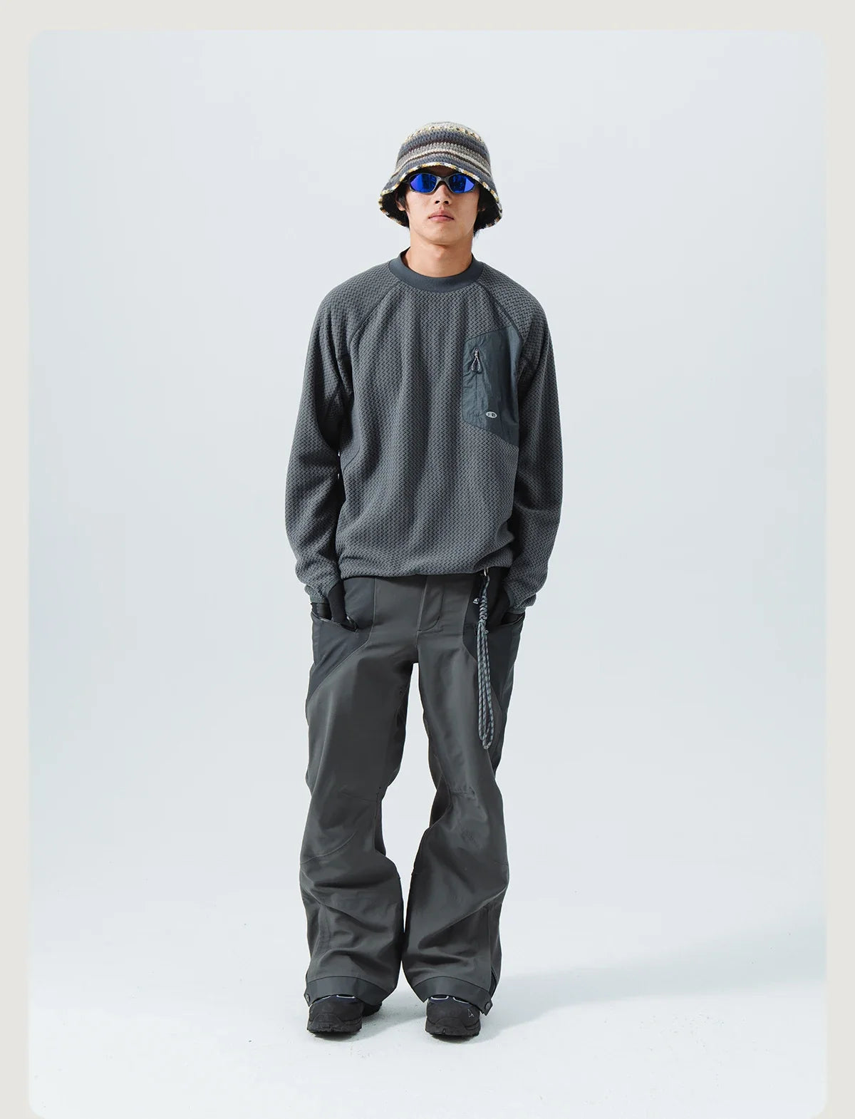 Mountain-Ready Crewneck: Engineered with Ribbed Neck, Reflective Logo, & Secure Chest Pocket for Outdoor Style Unisex