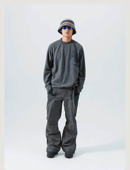 Mountain-Ready Crewneck: Engineered with Ribbed Neck, Reflective Logo, & Secure Chest Pocket for Outdoor Style Unisex