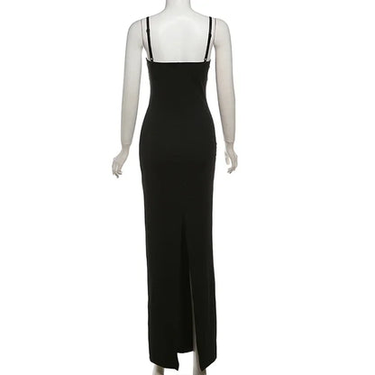 Lace Trim Sexy Backless Party Club Birthday Maxi Y2K Dress for Women Summer 2026 Sleeveless Bodycon Split Long Dresses Outfits