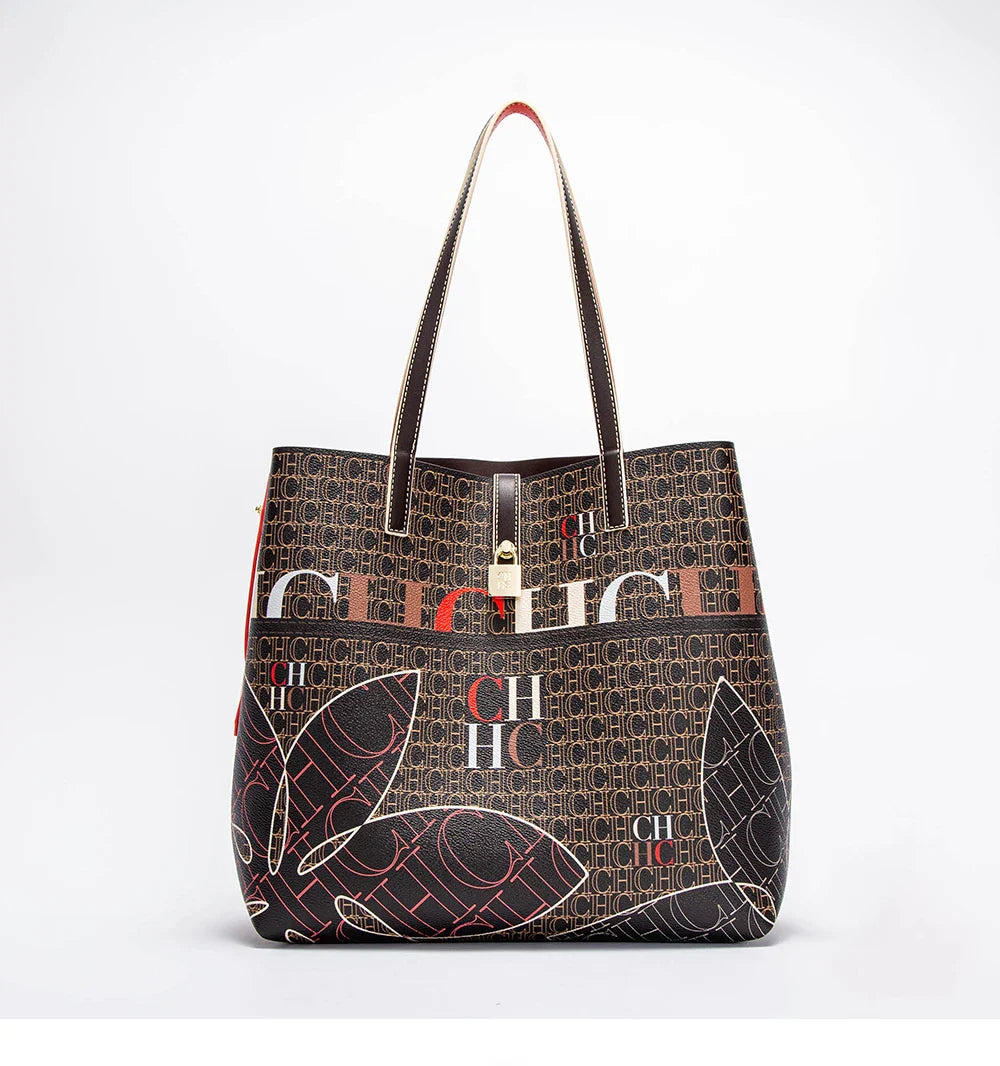 Classic Retro Women's New 2024 Tote Bag Large Capacity PVC Material Commuter Office Women's Shoulder Bag