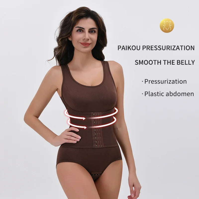 2025 New Bodysuit Shapewear with Zipper Belt Women Tummy Control Fajas Body Shaper Waist Trainer Slimming Cincher Corset Tops