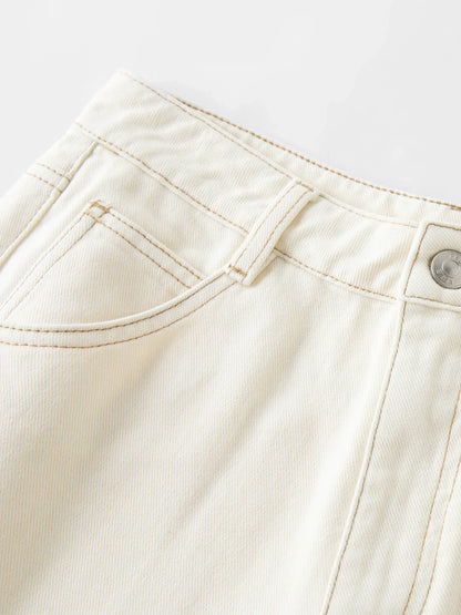 Straight High Waist Jeans for Women Winter Solid Simple All-match 2025 New Long and Short Versatile Pants Korean Style