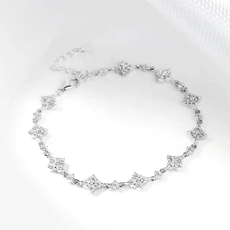 Full Diamond Moissanite Bracelets for Women Sparkling Girls Luxury Chains 100% 925 Sterling Silver Jewelry Plated 14K