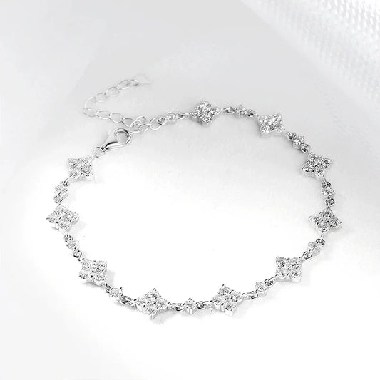 Bracelets pour femmes en moissanite et diamants - Luxueuses chaînes étincelantes pour filles - Bijoux en argent sterling 925 plaqué or 14K