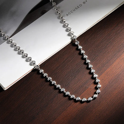 Full 3mm Round Moissanite Tennis Necklaces for Women GRA Certified s925 Sterling Silver 18k Dainty Lab Diamond Necklace