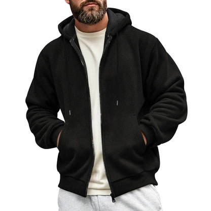 New Men's Sweater Coat Fall Winter New Composite Velvet Zipper Cardigan Casual Hooded Sweatshirt Sweater Fashion Men's Clothing