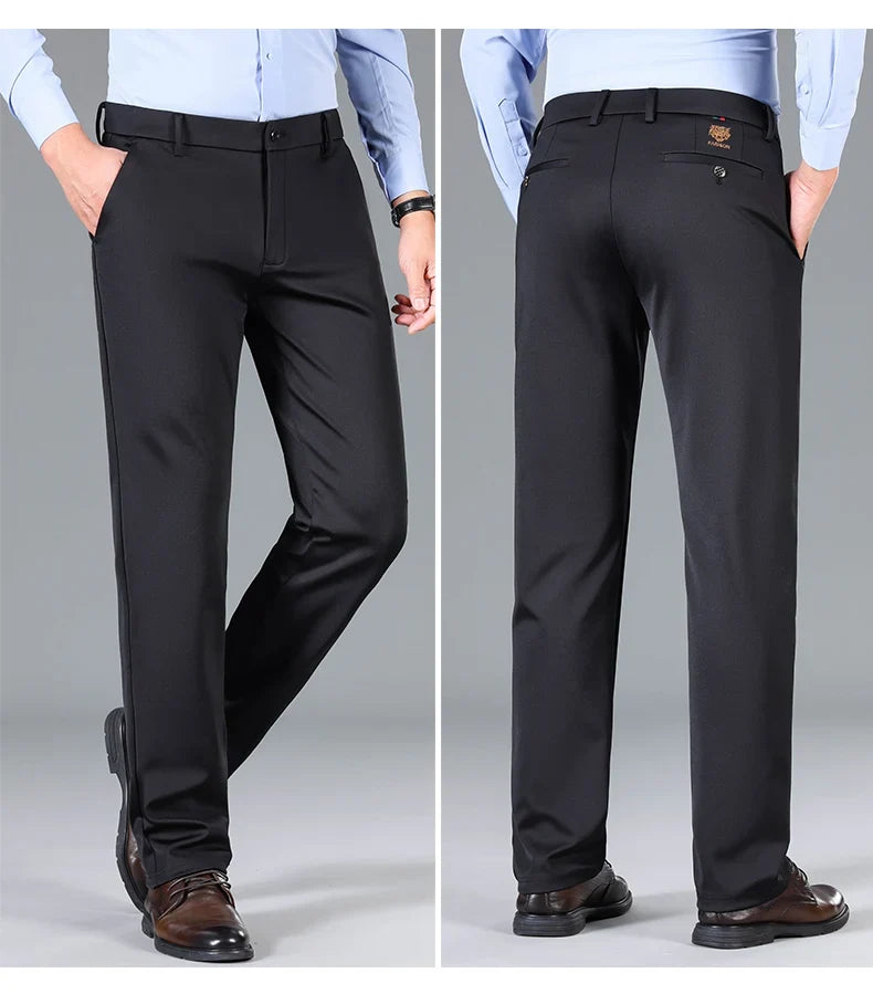 High Quality Summer Thin Embroidery Suit Pants Men Straight Classic Business Work Long Formal Trousers Male Plus Size 29-40 42