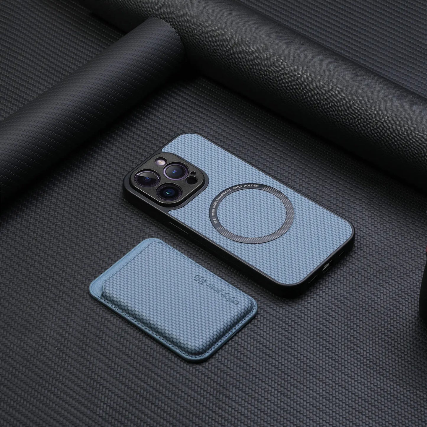 Carbon Fiber Style PU Leather for Magsafe Case for iPhone 17 Air 16 15 Pro Max 16e 14 Plus 11 12 13 Mini Cover Card Holder LM2