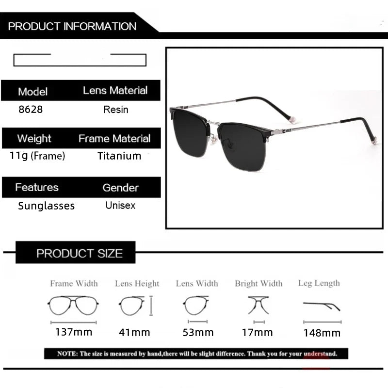 Ultralight Pure Titanium Myopia Sunglasses Men‘s Retro Business Driving Fishing Outdoor Traveling Sunshade Glasses