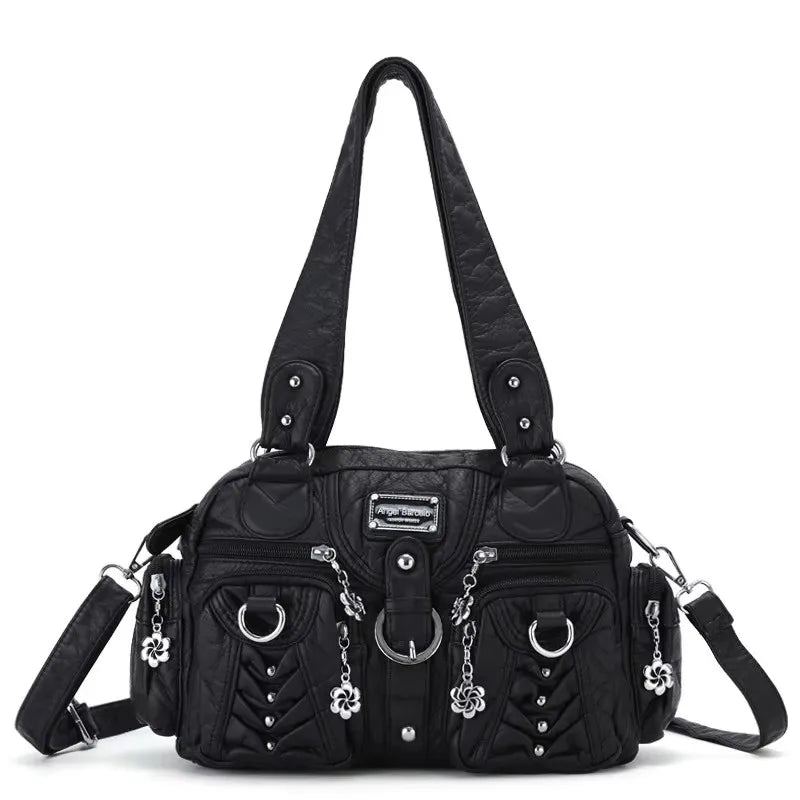 Women Handbags Fashion Satchel Top-handle Handbag PU Shoulder Bag 10.6"x8.3" Dumpling Pack Multi-pockets Shoulder Bags