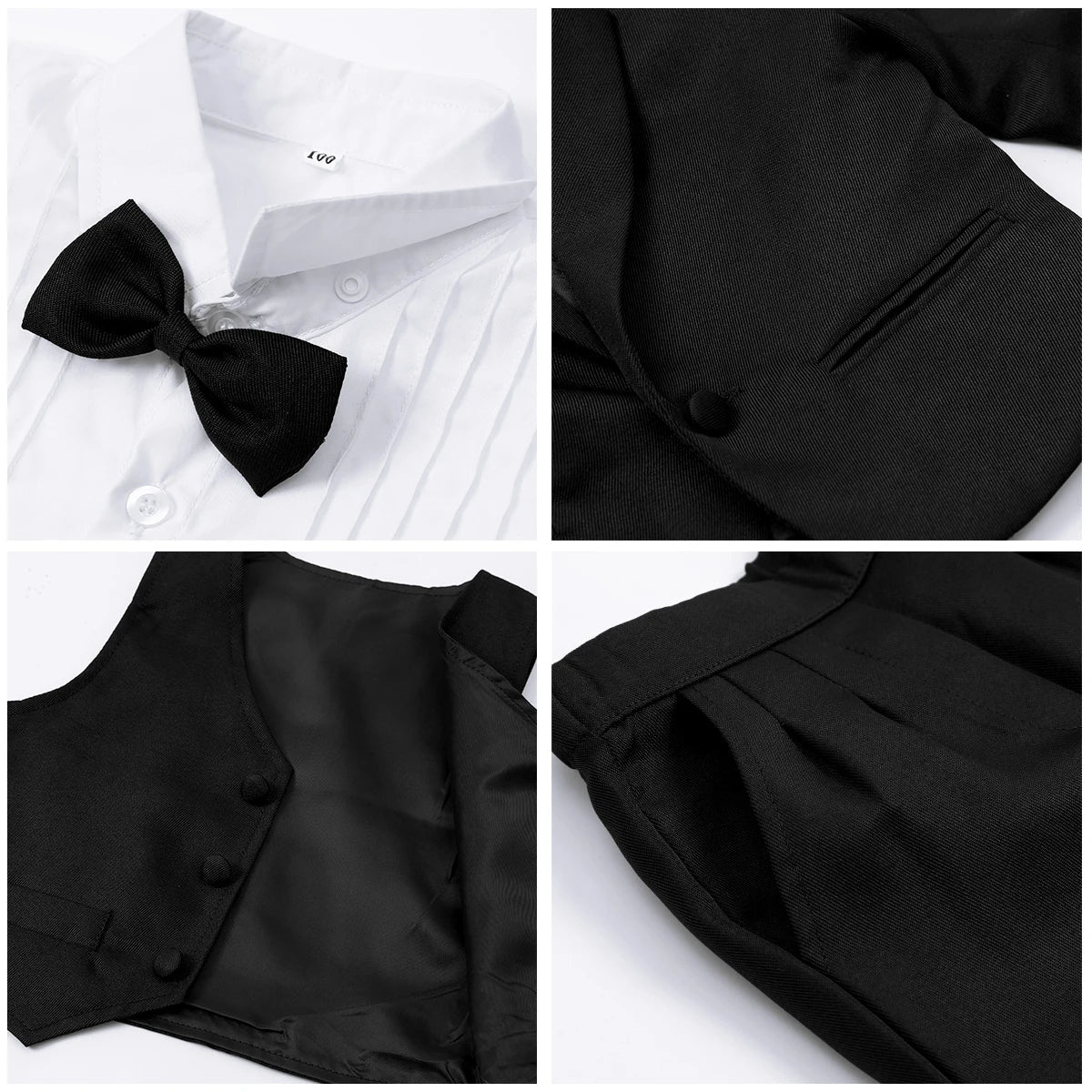Baby Tuxedo Toddler Suit Infant Boy Easter Church Halloween Wedding Birthday Party Gift Ring Bearer Photography Outfit Set