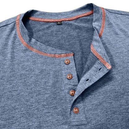 Men's Cotton Button Henley Neck Shirt Long Sleeve Casual Button Solid Color Fashion Streetwear Tops Tees T-Shirts Men Clothing