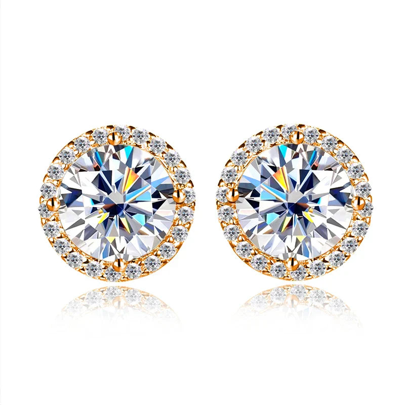 1ct D Color Moissanite Earring For Women Wedding Fine Jewely with GRA 925 Sterling Sliver Plated 18k White Gold Earring