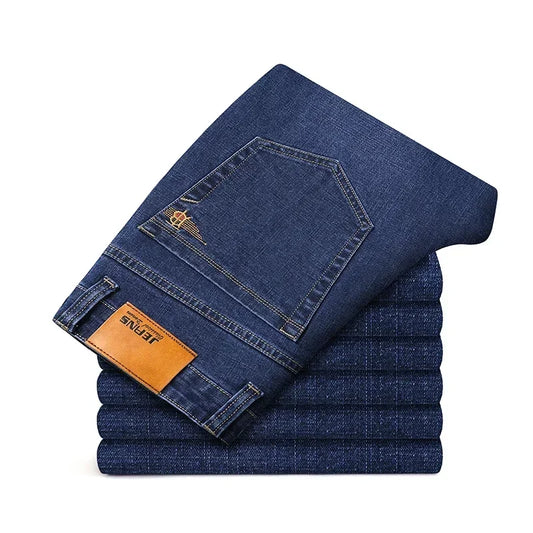 Plus Size 42 44 46 Spring Autumn Men's Fashion Casual Jeans Black Blue Classic Business Straight Elasticity Brand Denim Trousers