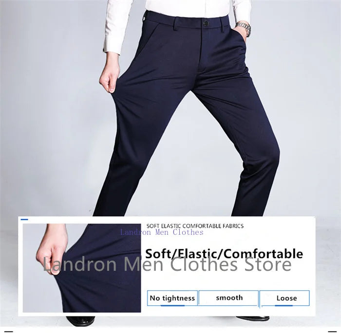 Formal Dress Suit Pants Tall Men 190CM Business Black Blue Plus Size 40 42 44 46 Extra Long Lengthened Straight Office Trousers