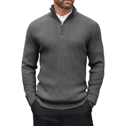 Autumn Men's Quarter Zip Pullover Dress Slim Sweater Mock Neck Sweaters Casual Long Sleeve Pullovers Outerwear Winter Warm Tops