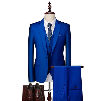 2026 New Men's Suit 3-Pieces Set (Jacket+Pants+Vest) Wedding/Party/Office Coat and Vests Trousers, Asian Sizes M-5XL 6XL.