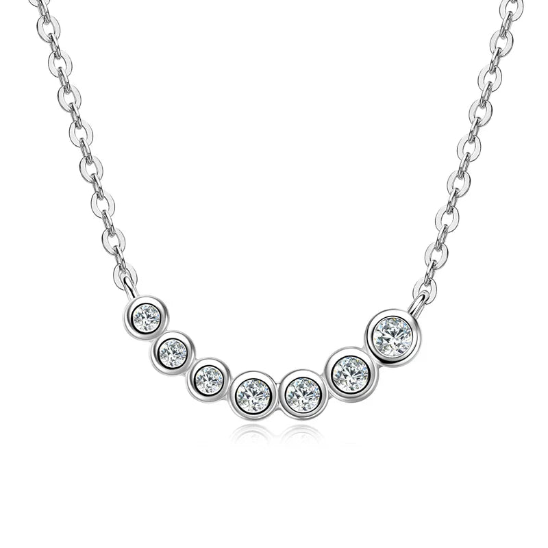 Collares Mujer 925 Sterling Silver Clavicle Necklace For Women Exquisited 7 Stones Moissanite Pendant Necklaces Jewellry