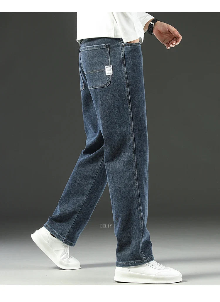 2026 New Y2K  Autumn and Winter Baggy  Jeans Men's  Loose Straight Wide-leg Business Trousers Mens Clothing