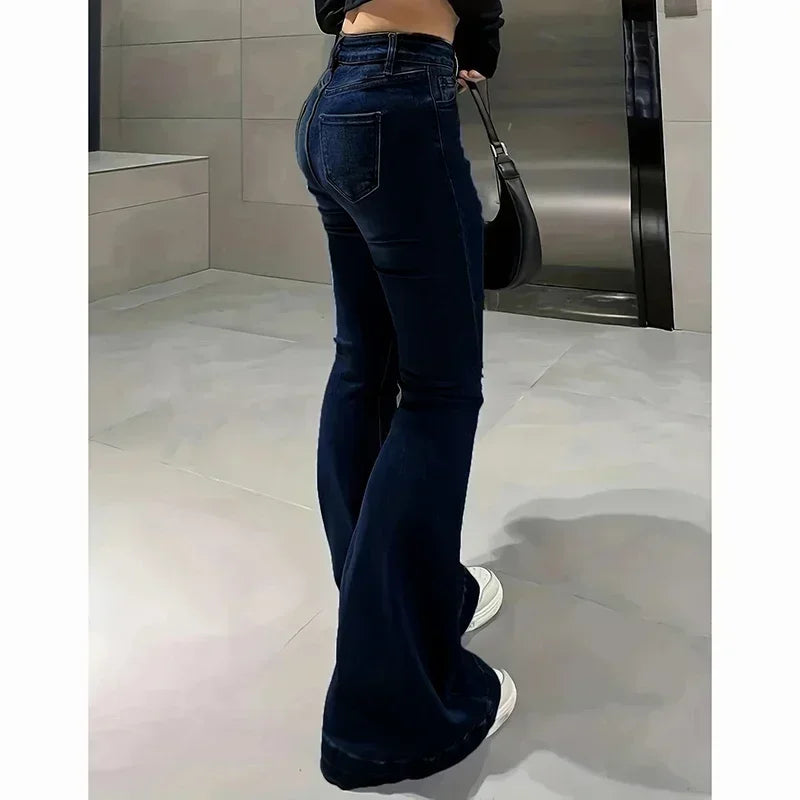 2025 Woman Vintage High Waist Flare Jeans Female Stretchy Bootcut Tight Denim Pants Women Bell Bottoms Casual Slim Fit Trousers