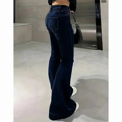 2025 Woman Vintage High Waist Flare Jeans Female Stretchy Bootcut Tight Denim Pants Women Bell Bottoms Casual Slim Fit Trousers
