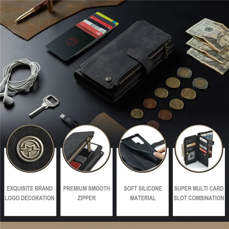 Flip Leather Phone Case For Samsung Galaxy S25 Edge S24 S26 Ultra S23 FE S22 S21 S20 Plus Note20 A16 A56 A17 A37 A57 Wallet Etui