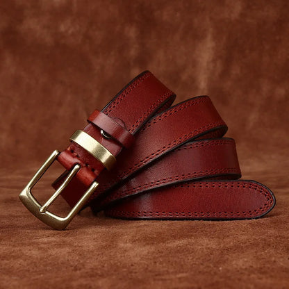 2.8CM Ladies Pure Cowhide High Quality Genuine Leather Belts for Women Needle Buckle Jeans Cowboy Waist Belt Luxury Designer