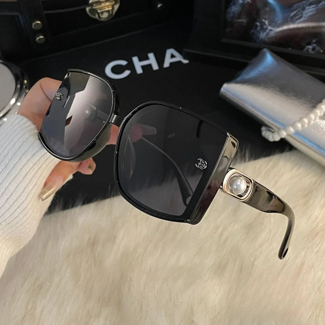 Fashion Square UV400 Polarized Sunglasses for Women Pearl Elegant Sun Protection Ladies Oversized Sun Glasses Gafas De Sol Mujer