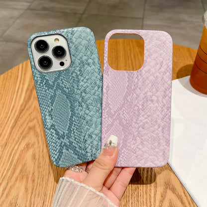 Luxury Snake Texture Leather Phone Case for iPhone 16 15 14 Pro Max Plus 13 12 11 Cases Leather Soft Cover Woman Girl
