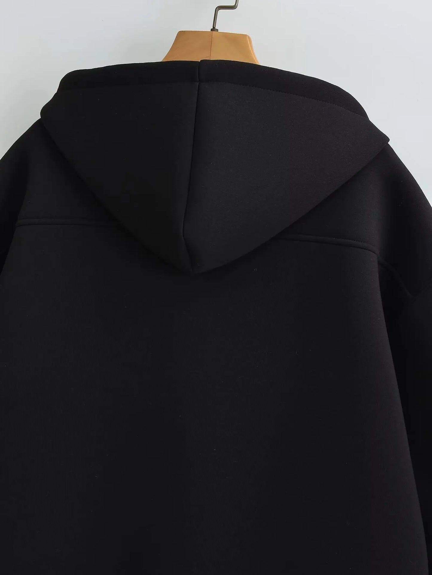 2026 Casual Women's Soild Zipper Hoodie Long Sleeve Big Pocket Zipper Jacket With Hood Female Loose Outerwear Coat Tops