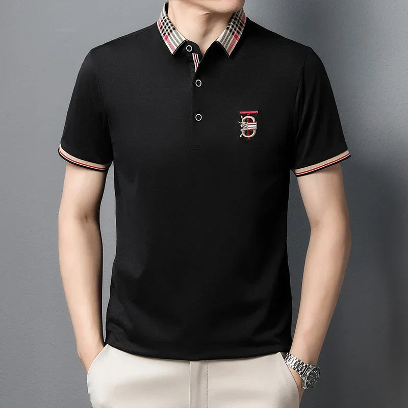 Men's Summer New Embroidered Short Sleeved Polo Shirt Luxury Brand Trendy Casual Lapel T-Shirt Breathable Top Men's Clothing