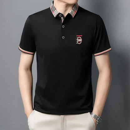 Men's Summer New Embroidered Short Sleeved Polo Shirt Luxury Brand Trendy Casual Lapel T-Shirt Breathable Top Men's Clothing