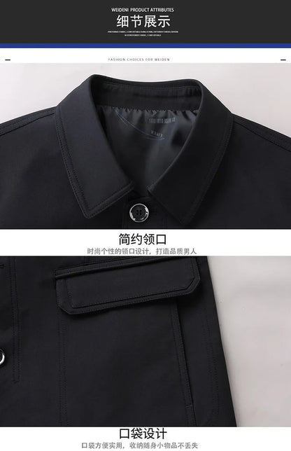 Men's Turn-down Collar Button Jacket Business Casual Outerwear for Male