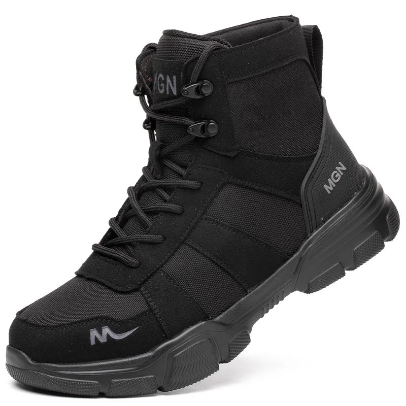 Mens Safety Shoes With Steel Toe Waterproof Boots Puncture Proof Anti-smash Mens Outdoor Work Sneakers Construction Work Shoes