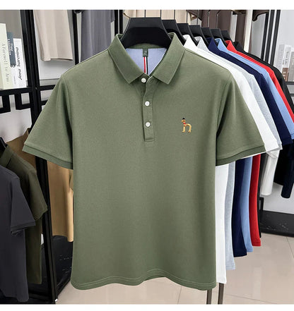High end luxury brand short sleeve polo shirt summer new trend cute dog embroidery design T-shirt casual Korean golf men's wear