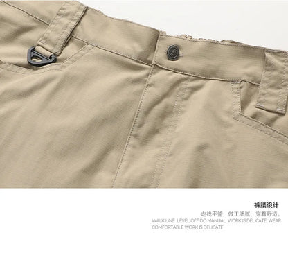 New Summer Men Thin Breathable Elastic Work Pants Outdoor Casual Sports Multi Pockets Cargo Pants Straight Tooling Trousers 3XL