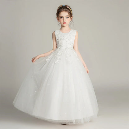 BX683 Kids Dresses For Girls Lace Dress Gown Princess Clothes Children Formal Evening Party Flower Girls Wedding Vestidois