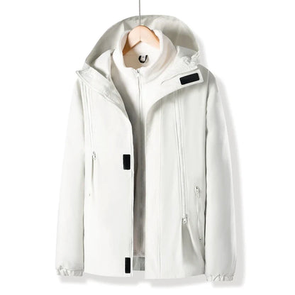 Women Three-in-One Detachable Autumn Winter Outdoor Climbing Windbreaker Windproof Waterproof Fleece Lined Jacket Coat Man Coats