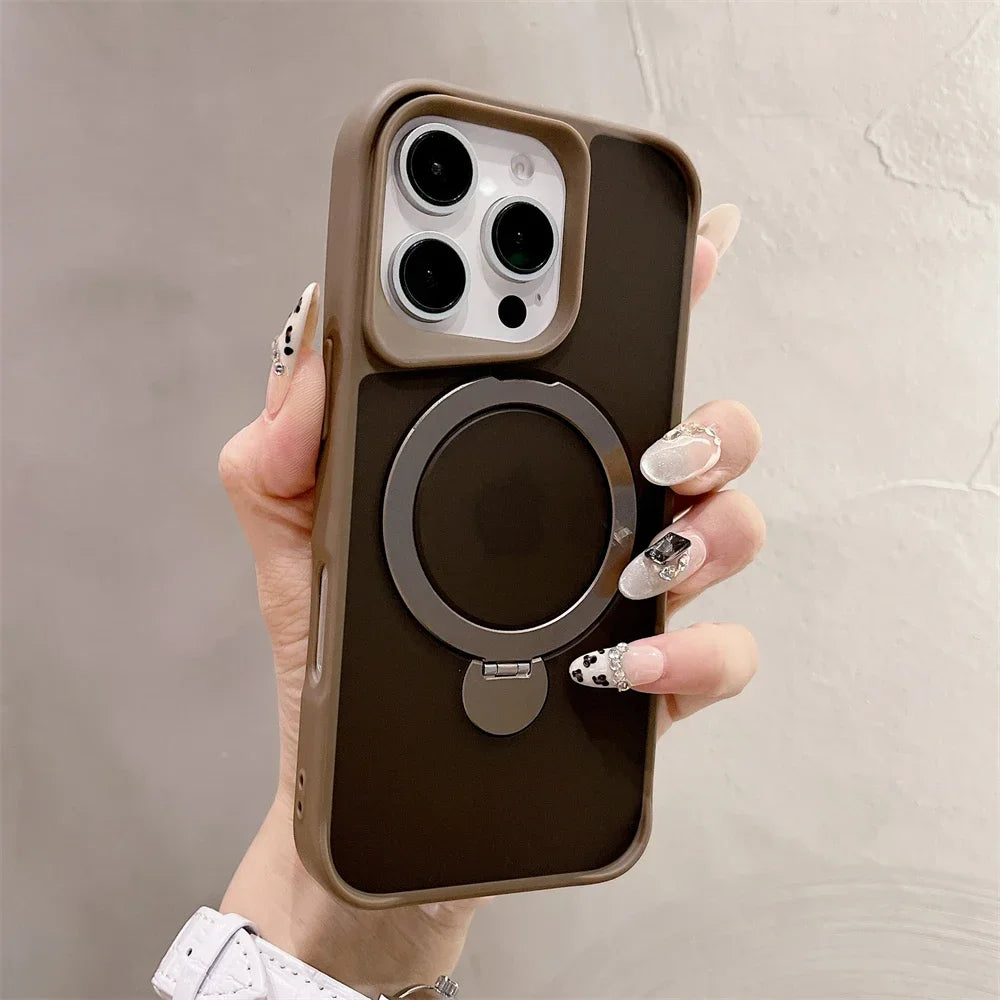 Luxury Magnetic for Magsafe Bracket Stand Phone Case for iPhone 13 15 16 Pro Max 12 14 Plus Folding Stand Shockproof Back Cover