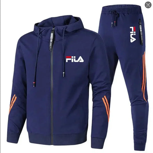 2026 Men's spring and Fall outdoor zipper jacket + sweatpants jogging set Casual basketball fitness two-piece set