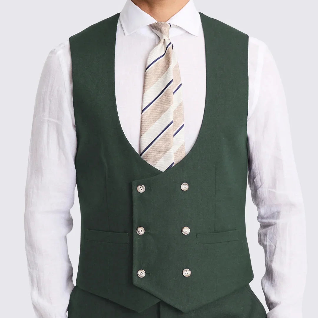 Men Vest White Solid Double Button V Neck Waistcoat For Wedding Party Banquet Business Office Work Daily Casual Men Suit Vest
