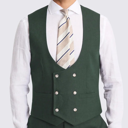 Men Vest White Solid Double Button V Neck Waistcoat For Wedding Party Banquet Business Office Work Daily Casual Men Suit Vest