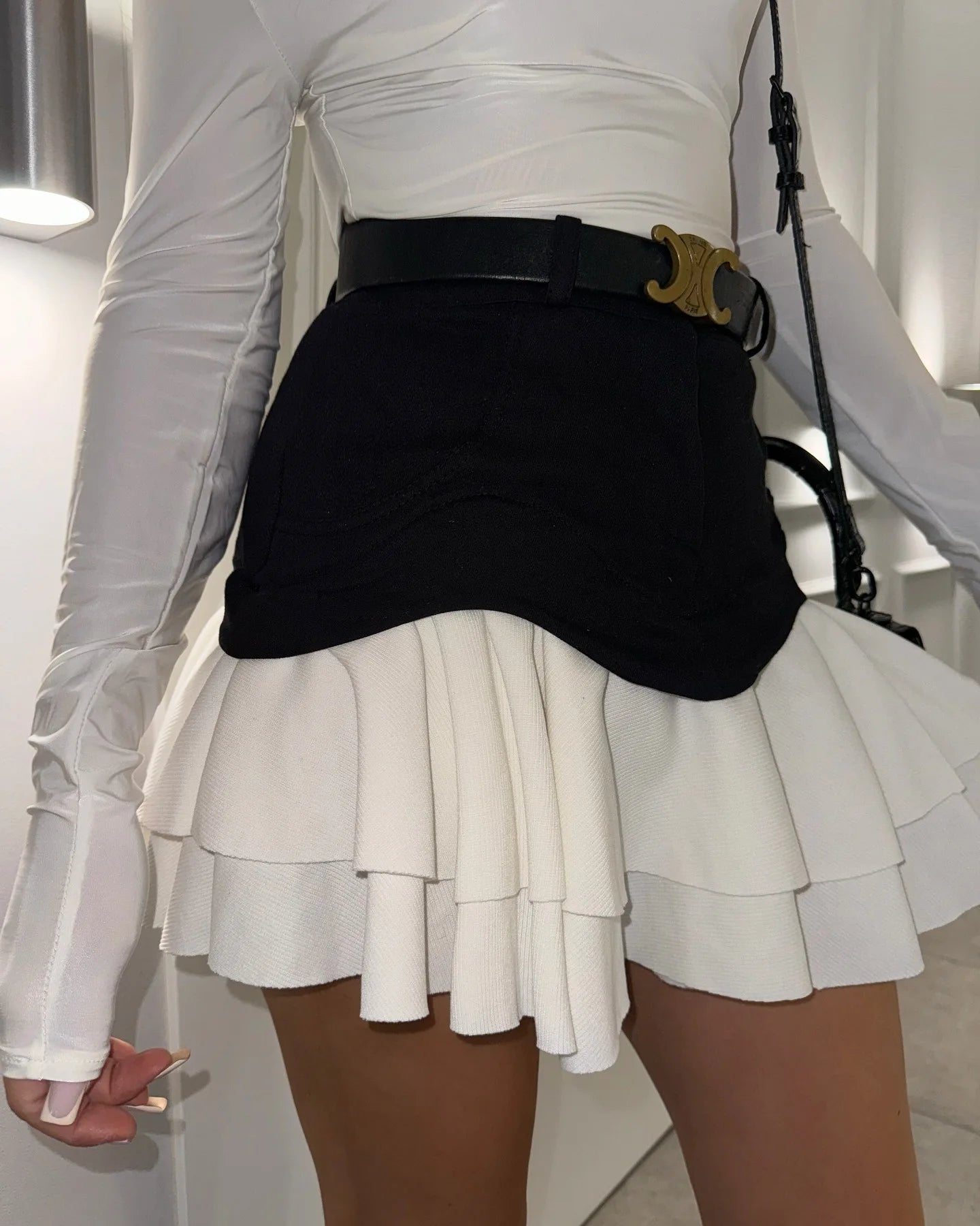 Denim Cake Skirt Women A Line Short Skirts High Waist Ruffles Elegant Splice Y2k Streetwear Party Pleated Slim Fit 2025 Spring