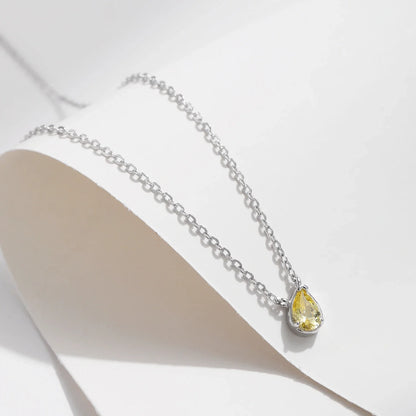 925 Sterling Silver Water Drop Zirconia Necklace Gold Plated Personalized Necklace For Women Wedding Fine Jewelry
