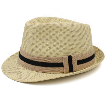 2 Sizes Parent-child Men Women Kids Boy Straw Fedora Hats Summer Trilby Sunhat Classical Jazz Caps Sombrero Beach Outdoor Travel