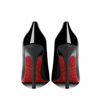 Women's heels 2025 New Luxury Brand Pumps Red Bottom Pointed Toe Rhinestone High Heels Elegant Stiletto Party Prom Ladies Shoes