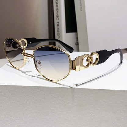 Oval Sunglasses 2025 New Female Metal Internet Celebrity Street Shot Sun Glasses Women Men Retro Photo Sunshade Ladies UV400