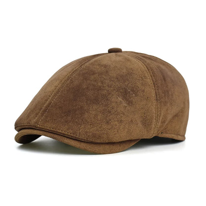 Autumn Winter Faux Leather Cap Newsboy Cap Hat Men Women Casual Beret Solid Cap PU  Leather Flat Caps Vintage